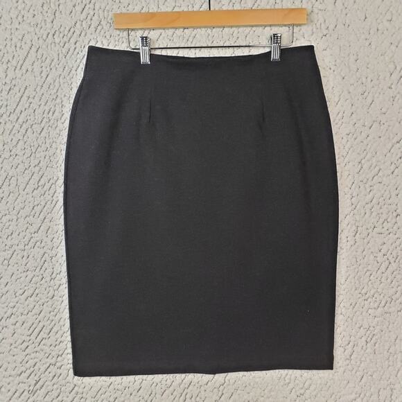 Eileen Fisher Skirt Womens L Black Italian Stretch Pencil Midi Quiet Luxury Chic - Picture 1 of 8